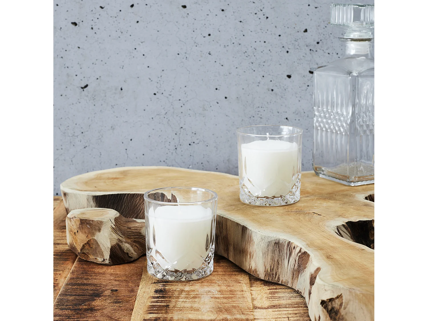 Coffret 2 Bougies Parfumees Verre A Whisky Marron, Noir