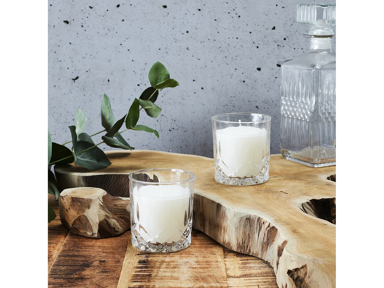 Coffret 2 Bougies Parfumees Verre A Whisky Marron, Noir