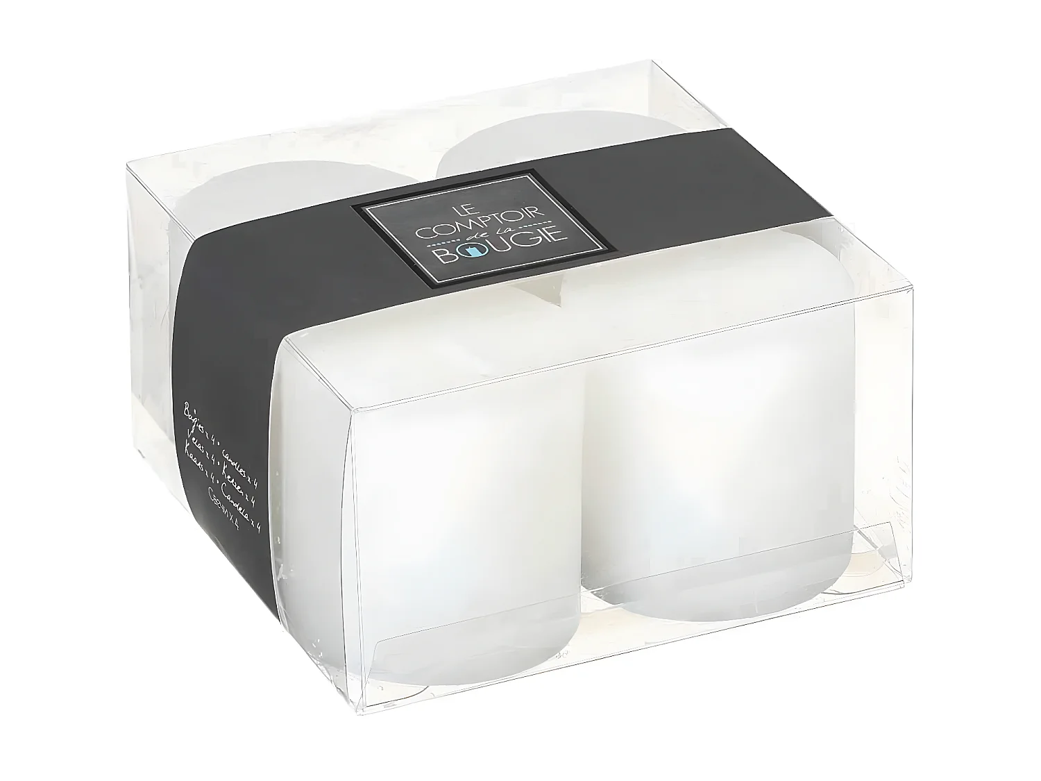 Lot de 4 Bougies Votives "Rustic" 4,5cm Blanc