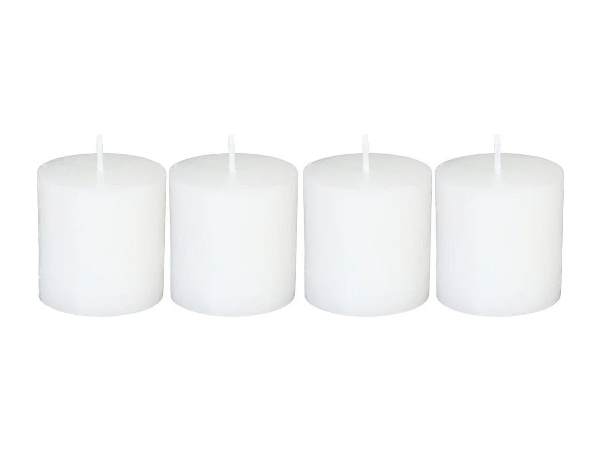 Lot de 4 Bougies Votives "Rustic" 4,5cm Blanc