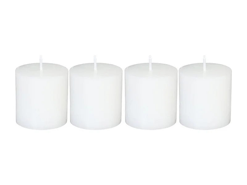 Lot de 4 Bougies Votives "Rustic" 4,5cm Blanc