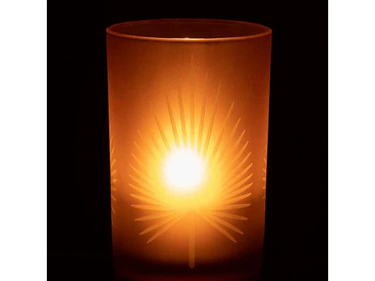 Photophore Déco "Feuilles de Palmier" 18cm Marron