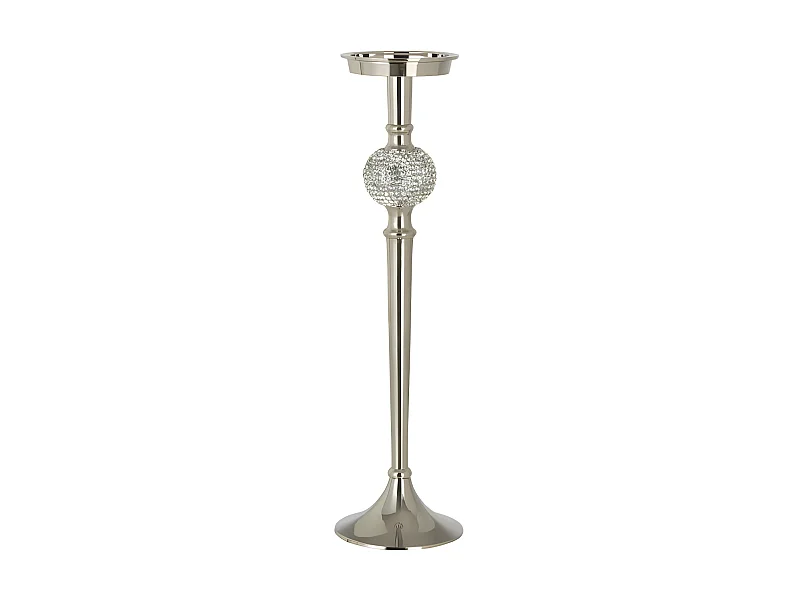 Candelabro de pie de aluminio plateado de 11.5x11.5x41.5 cm