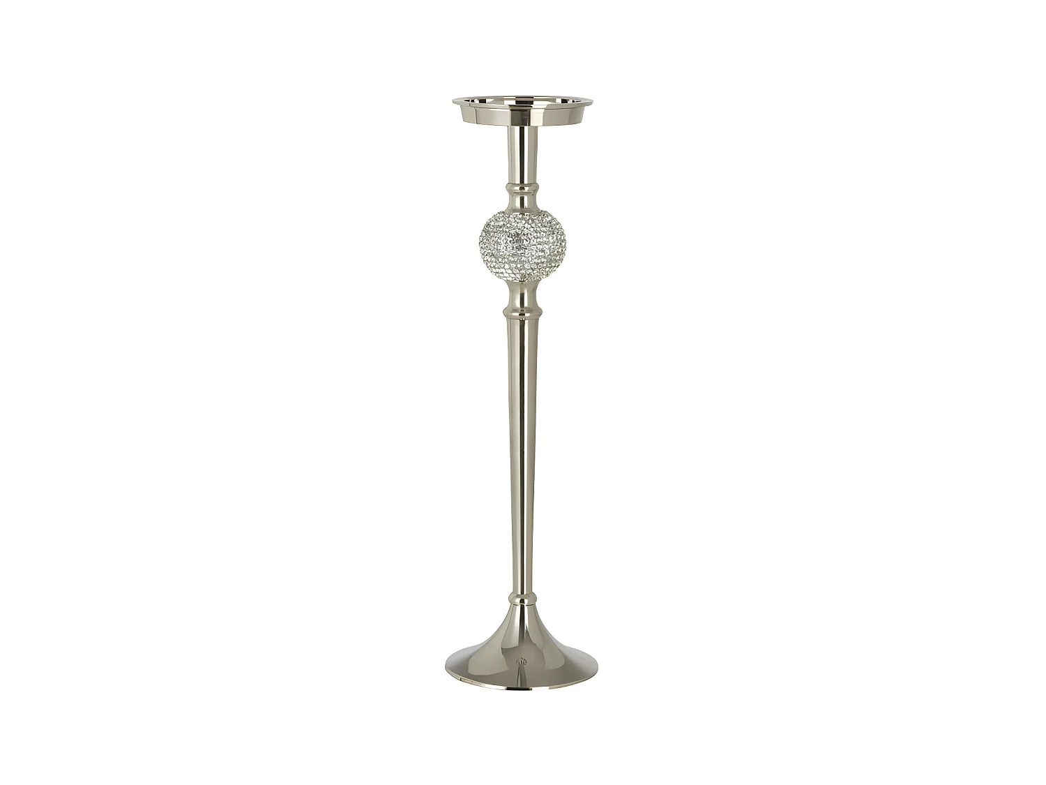Bougeoir Design "Sphère Diamant" 41cm Argent