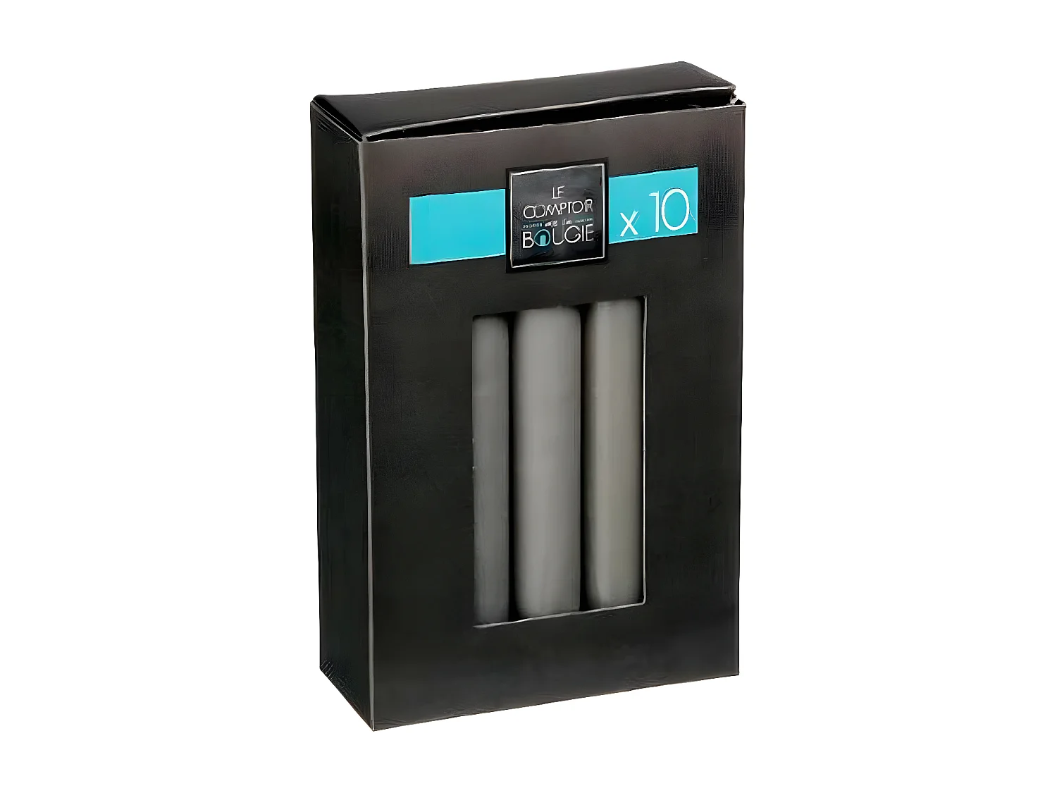 Lot de 10 Bougies Bâton "Hugo" 16cm Gris