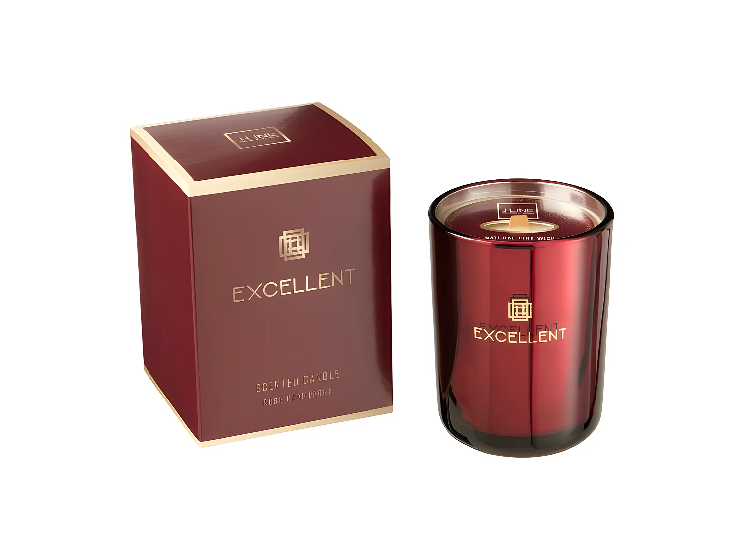 Bougie Parfumée "Excellent" 12cm Rose Champagne Rouge