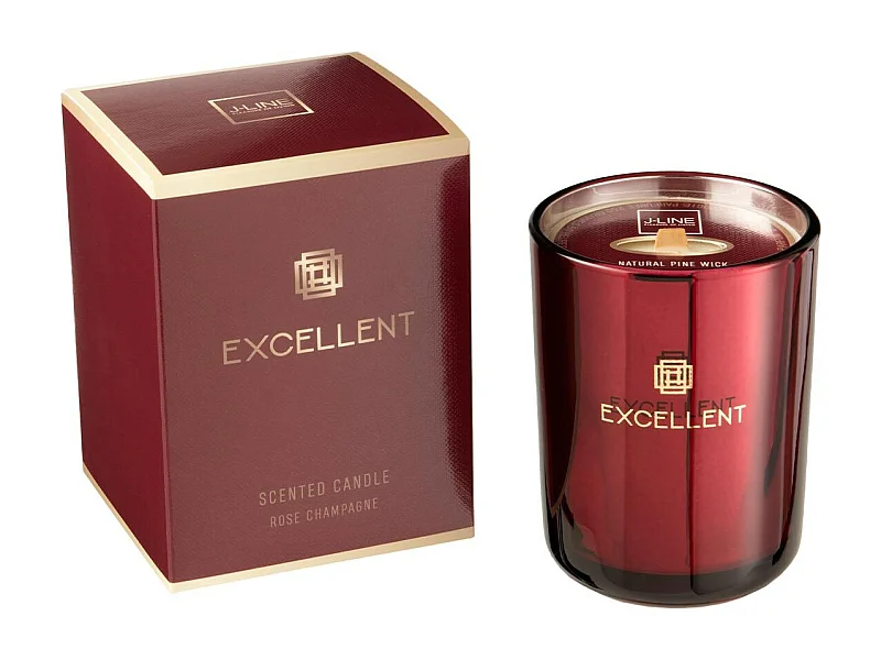 Candela profumata 50H in vetro rossa 8x8x11 cm