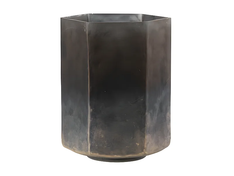 Portavelas hexagonal de vidrio gris 14x14x18cm