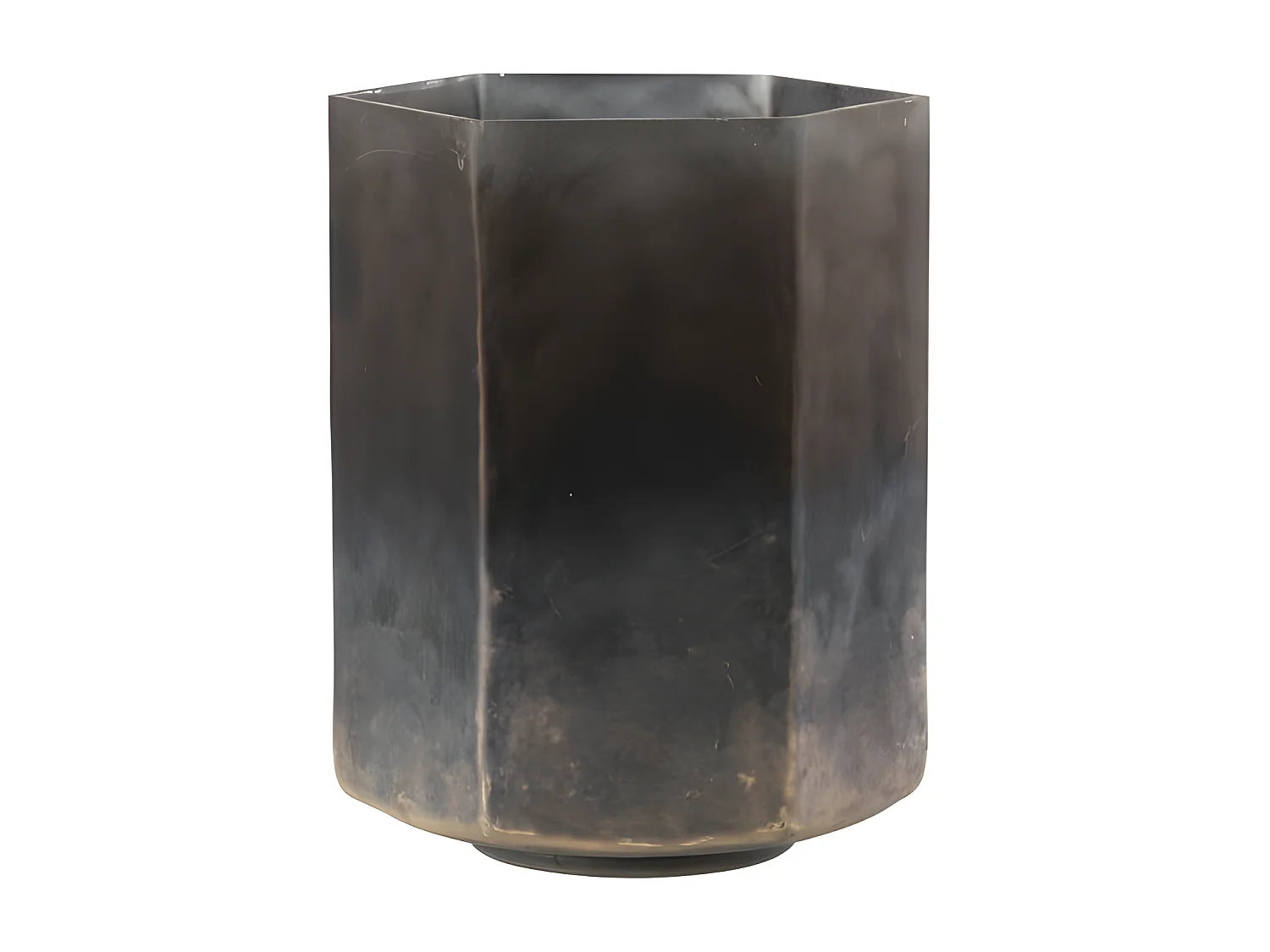 Portavelas hexagonal de vidrio gris 14x14x18cm