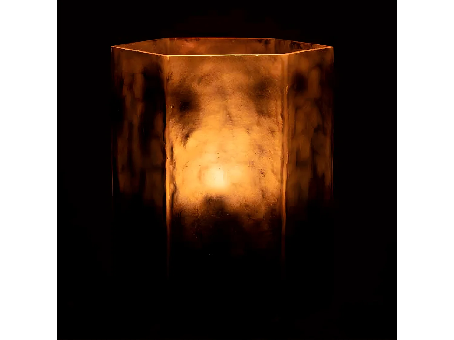 Portavelas hexagonal de vidrio gris 14x14x18cm