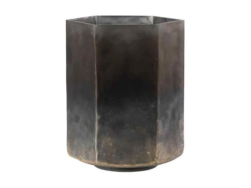 Portacandela in vetro grigio 14x14x18cm