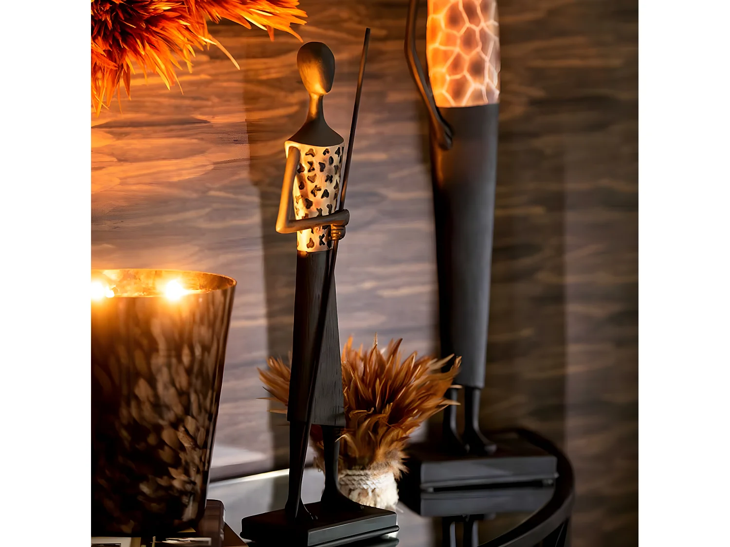 Bougie Parfumée "Bois de Santal" 16cm Noir & Or