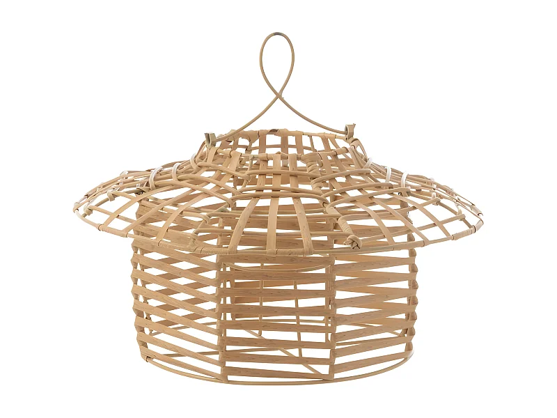Lampada a sospensione in plastica effetto rattan naturale 40x40x30 cm