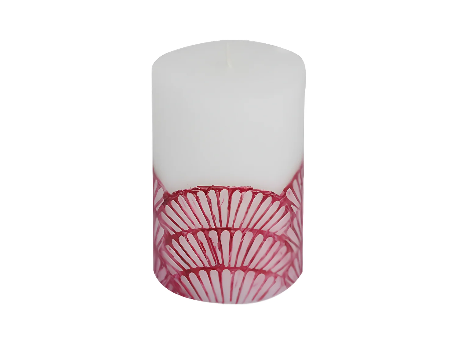 Bougie Pilier Déco "Mermaid" 10cm Fuchsia & Blanc