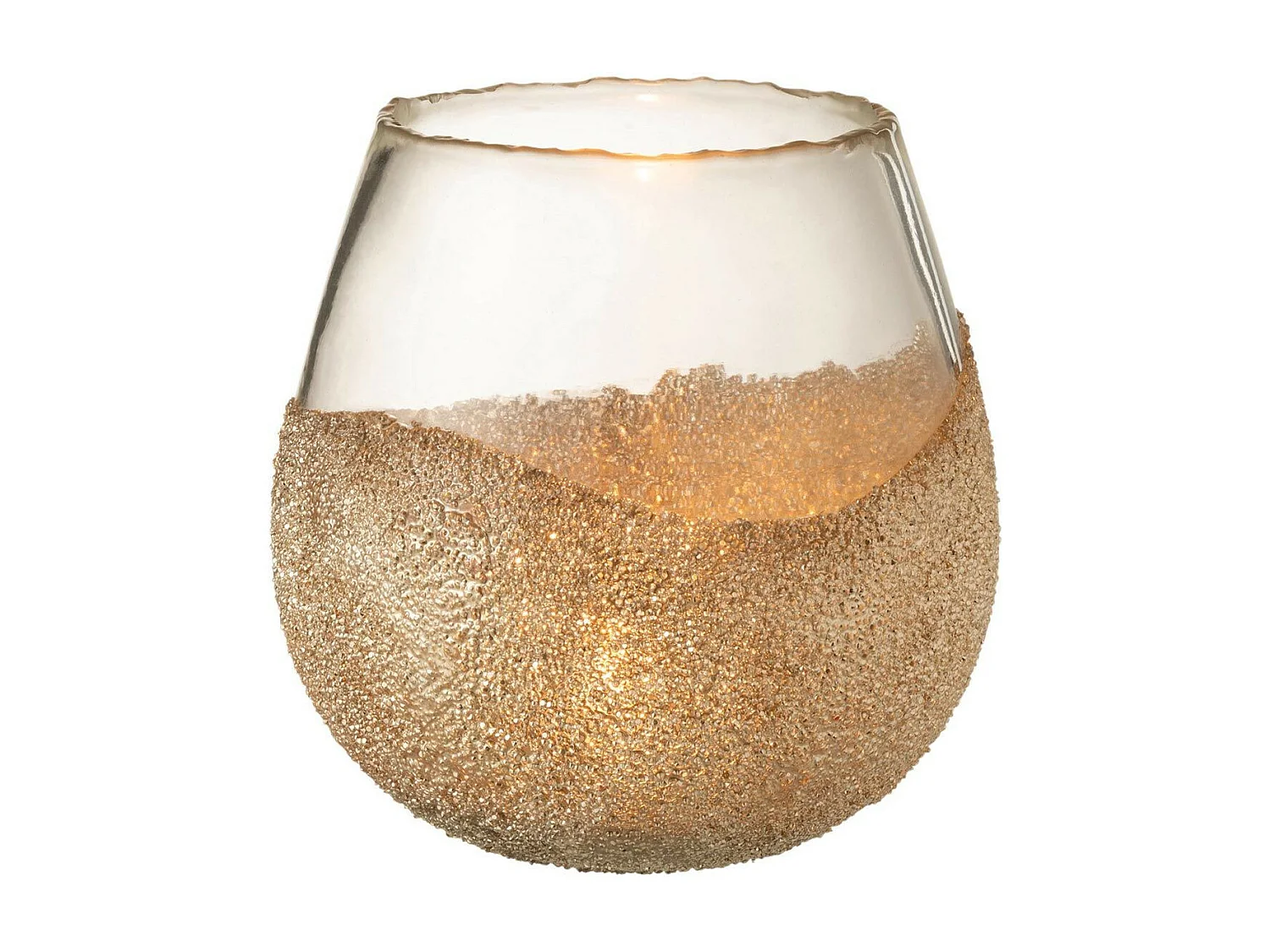 Photophore Rond Design "Perles" 18cm Or