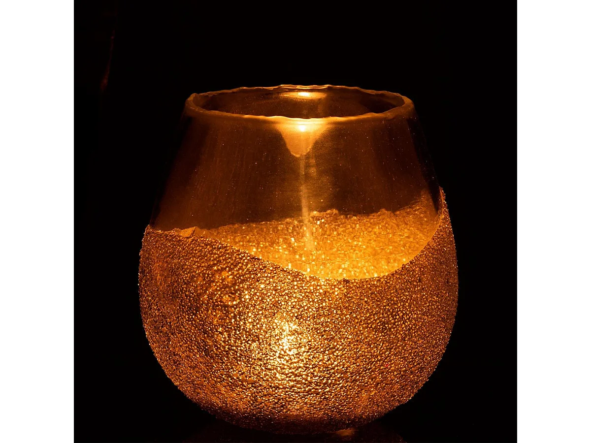 Photophore Rond Design "Perles" 18cm Or