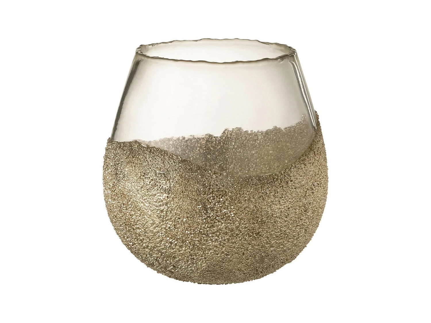 Photophore Rond Design "Perles" 18cm Or