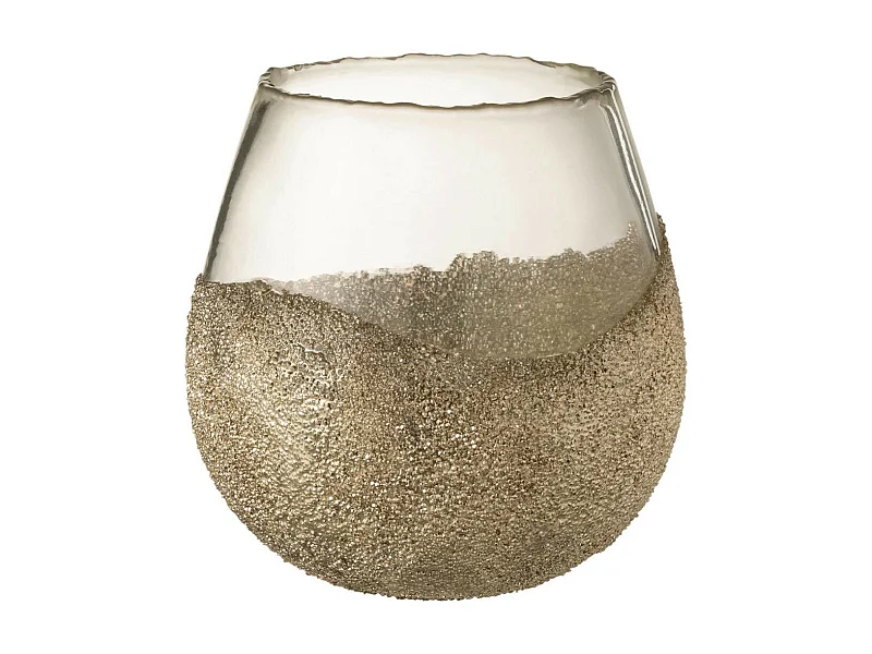 Photophore Rond Design "Perles" 18cm Or