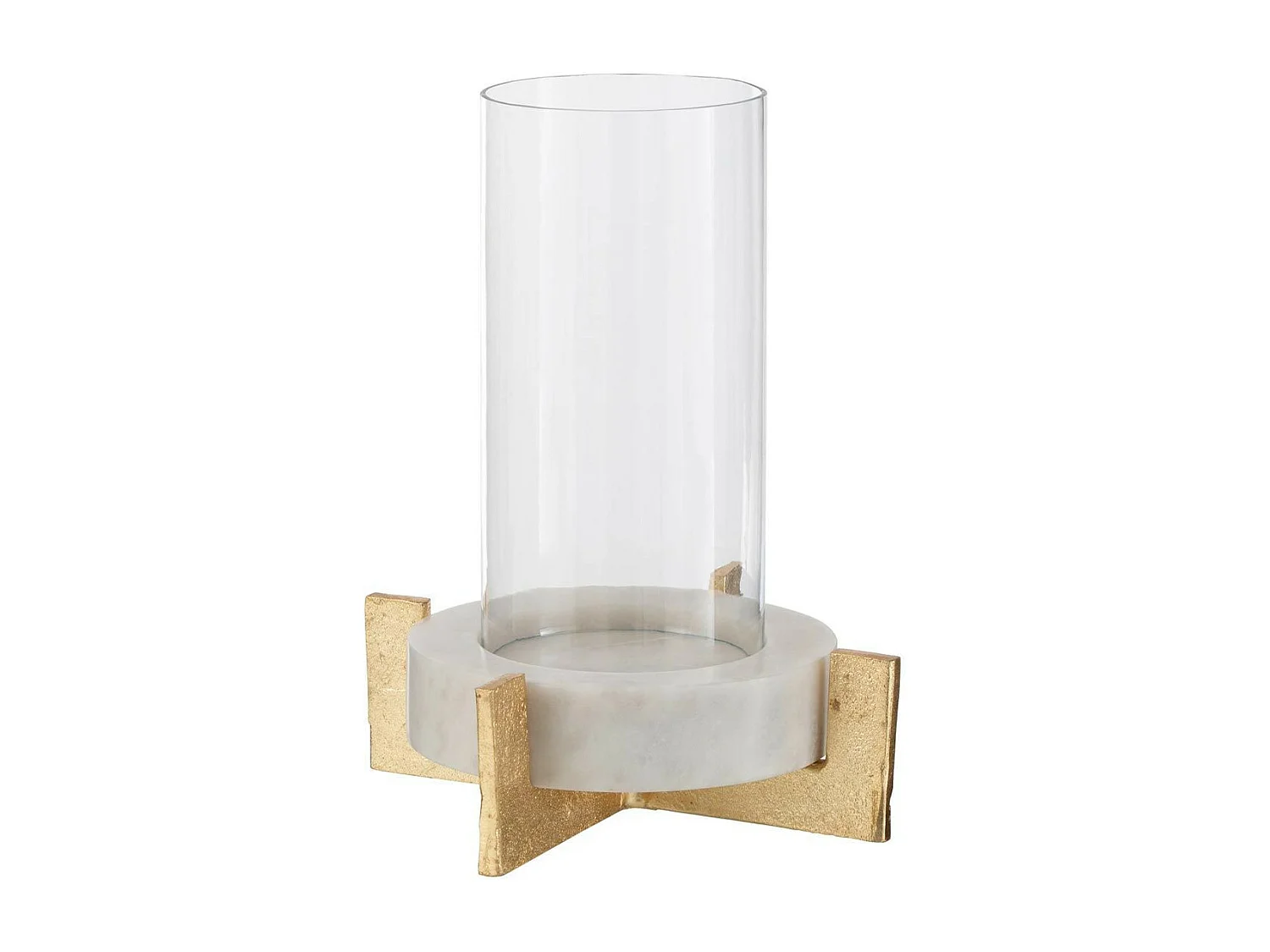 Portavelas con base de vidrio champagne de 20.5x20.5x31.5 cm