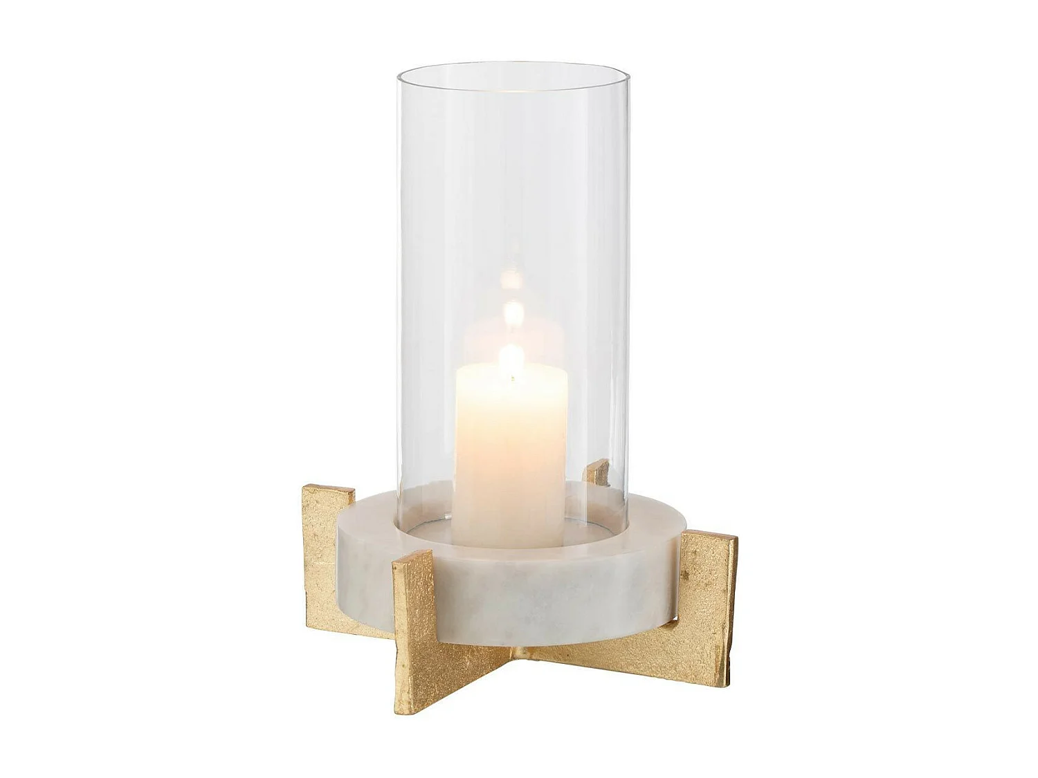 Portavelas con base de vidrio champagne de 20.5x20.5x31.5 cm