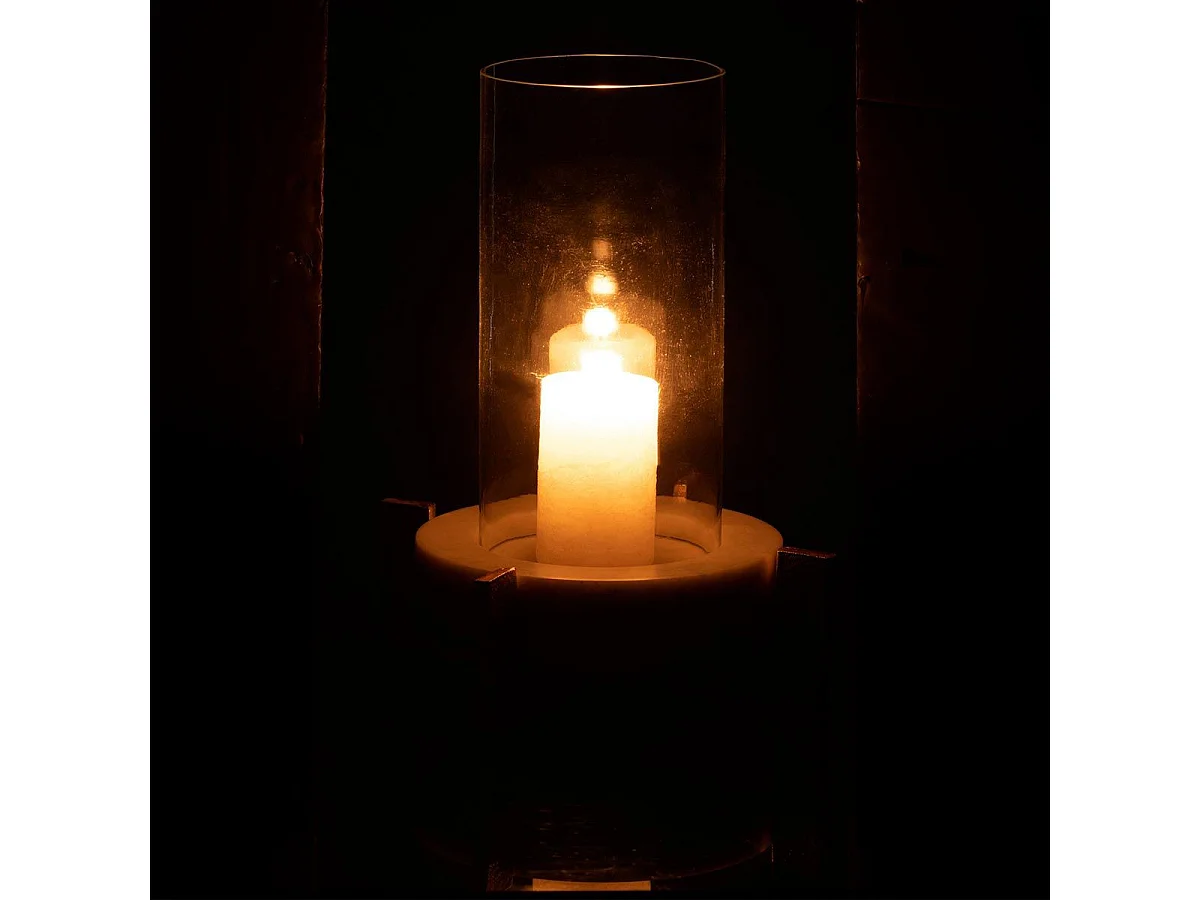 Photophore Design "Base Marbre" 31cm Gris