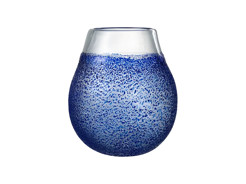 Portavelas de vidrio azul 21x21x25 cm