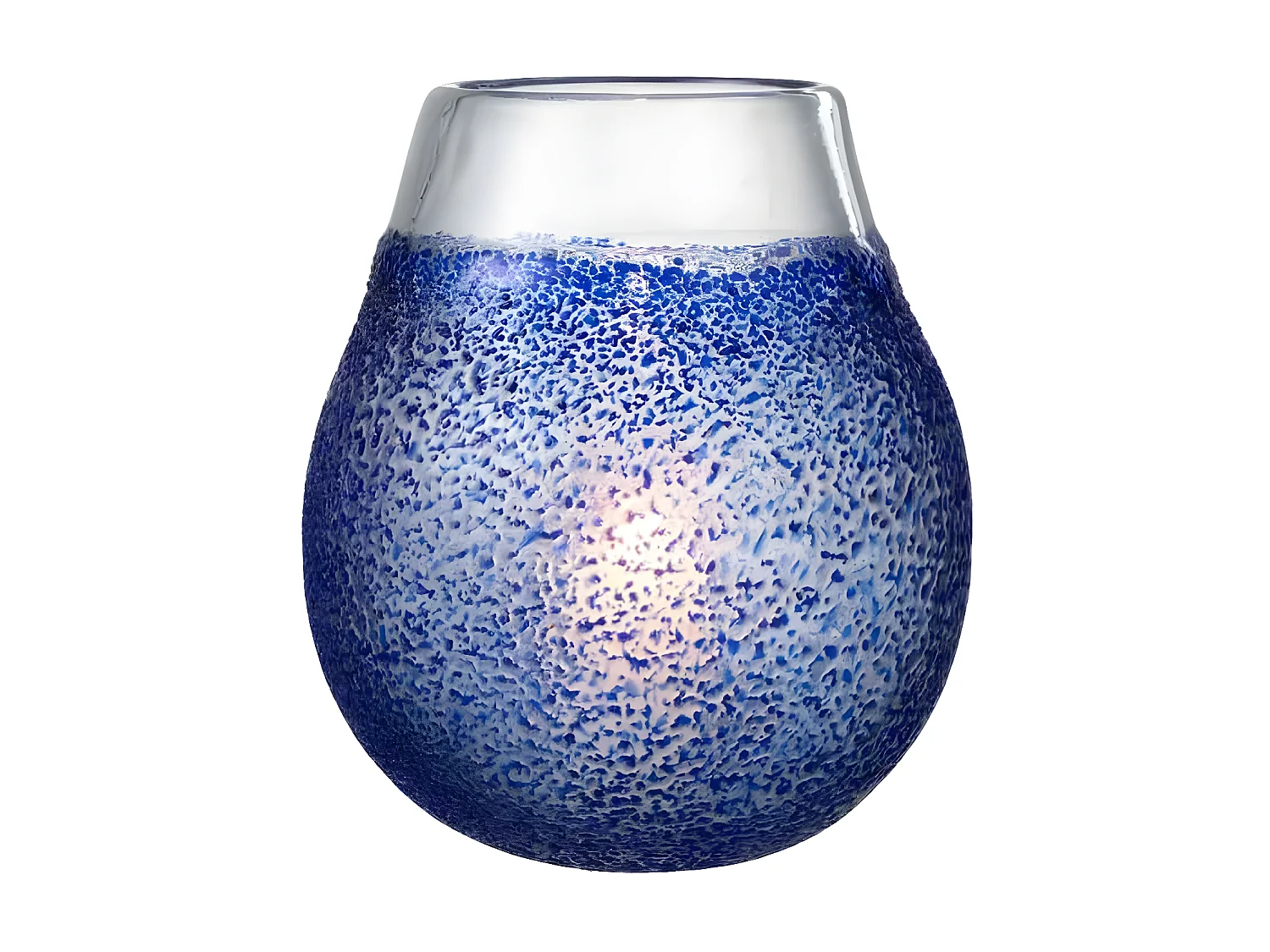 Portavelas de vidrio azul 21x21x25 cm