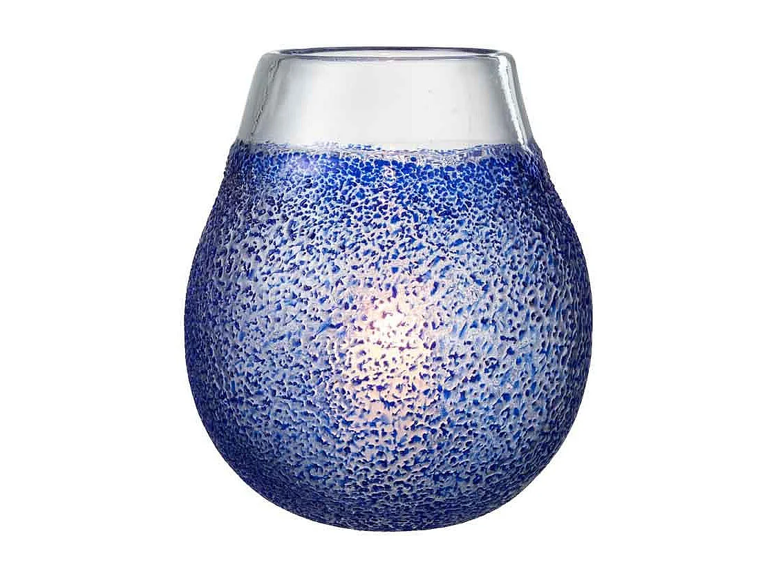 Portavelas de vidrio azul 21x21x25 cm