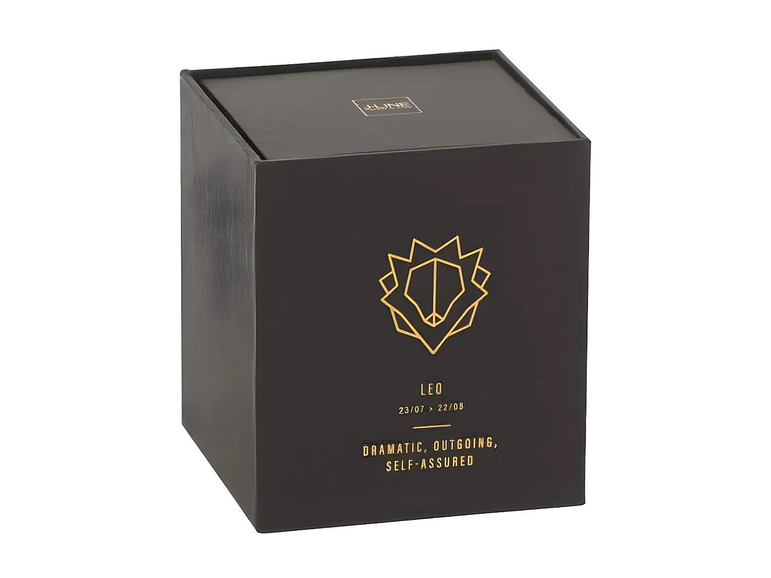 Vela perfumada signo de león 50H en tarro de vidrio negro 8x8x9.5 cm