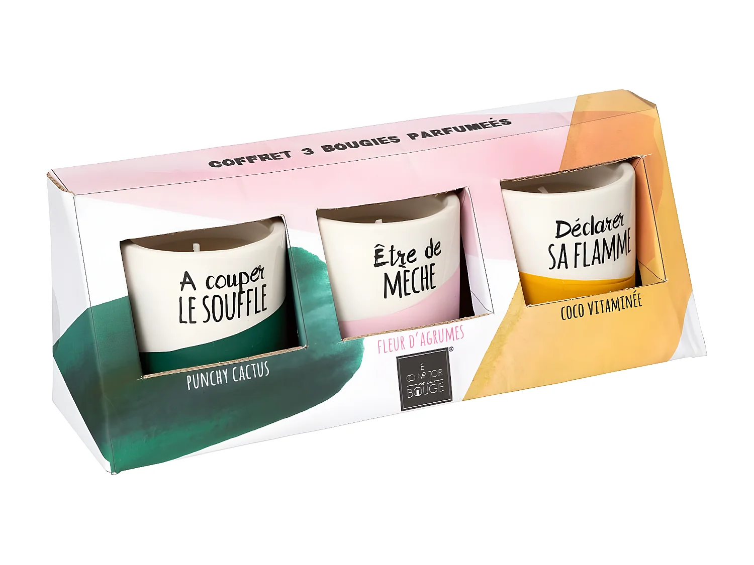 Lot de 3 Bougies Parfumées "Arty" 110g Multicolore