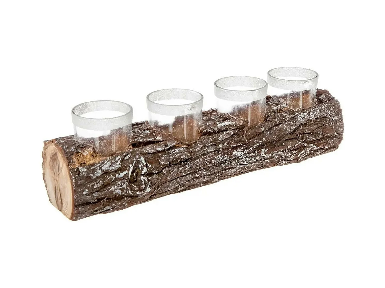 Photophore 4 Bougies "Marron Glacé" 32cm Naturel