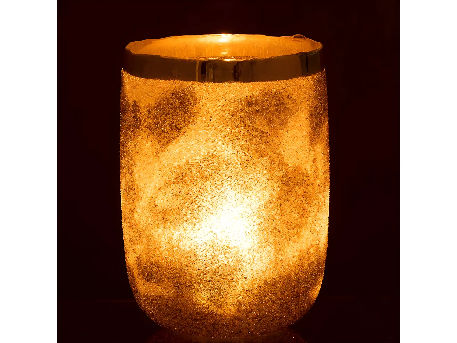 Portavelas de vidrio plateado 19.5x19.5x25.5 cm