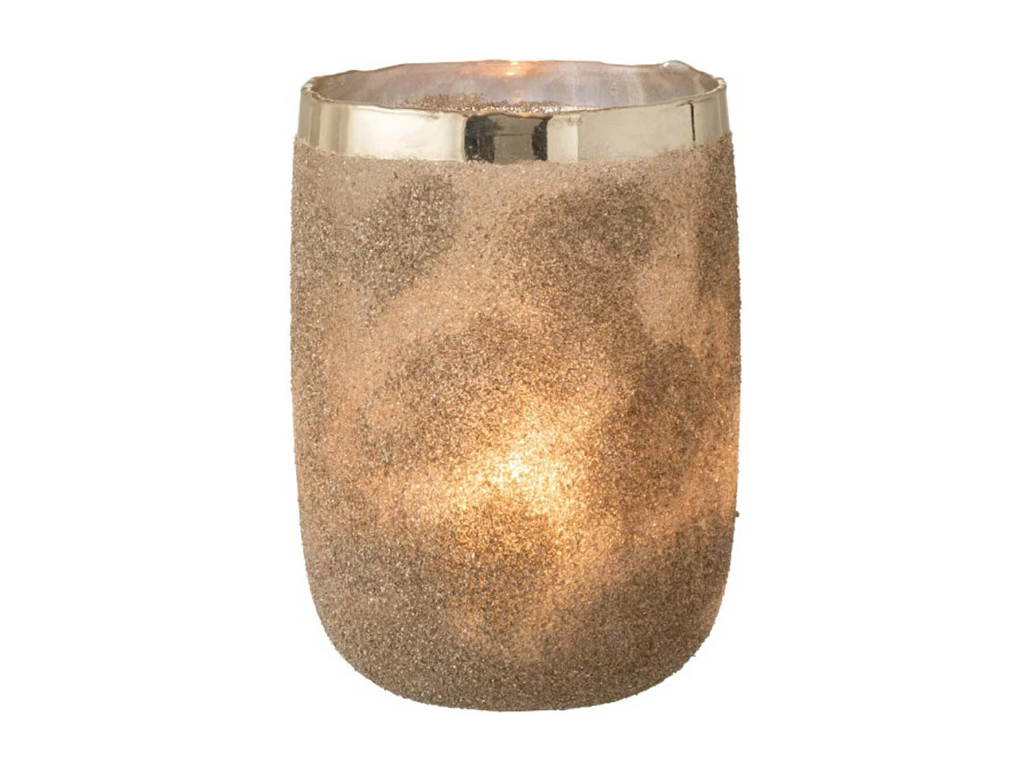 Portavelas de vidrio plateado 19.5x19.5x25.5 cm