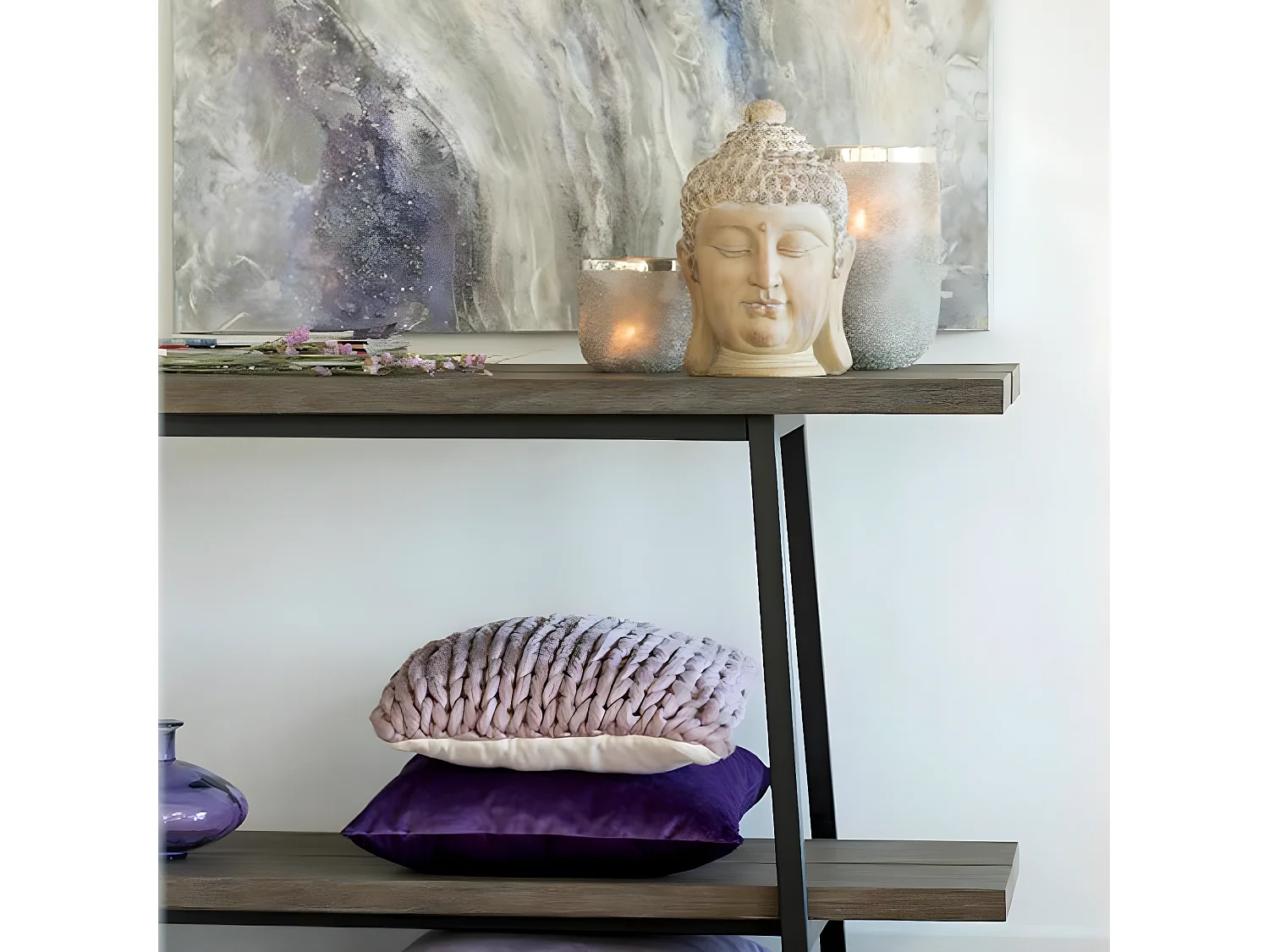 Portavelas de vidrio plateado 19.5x19.5x25.5 cm