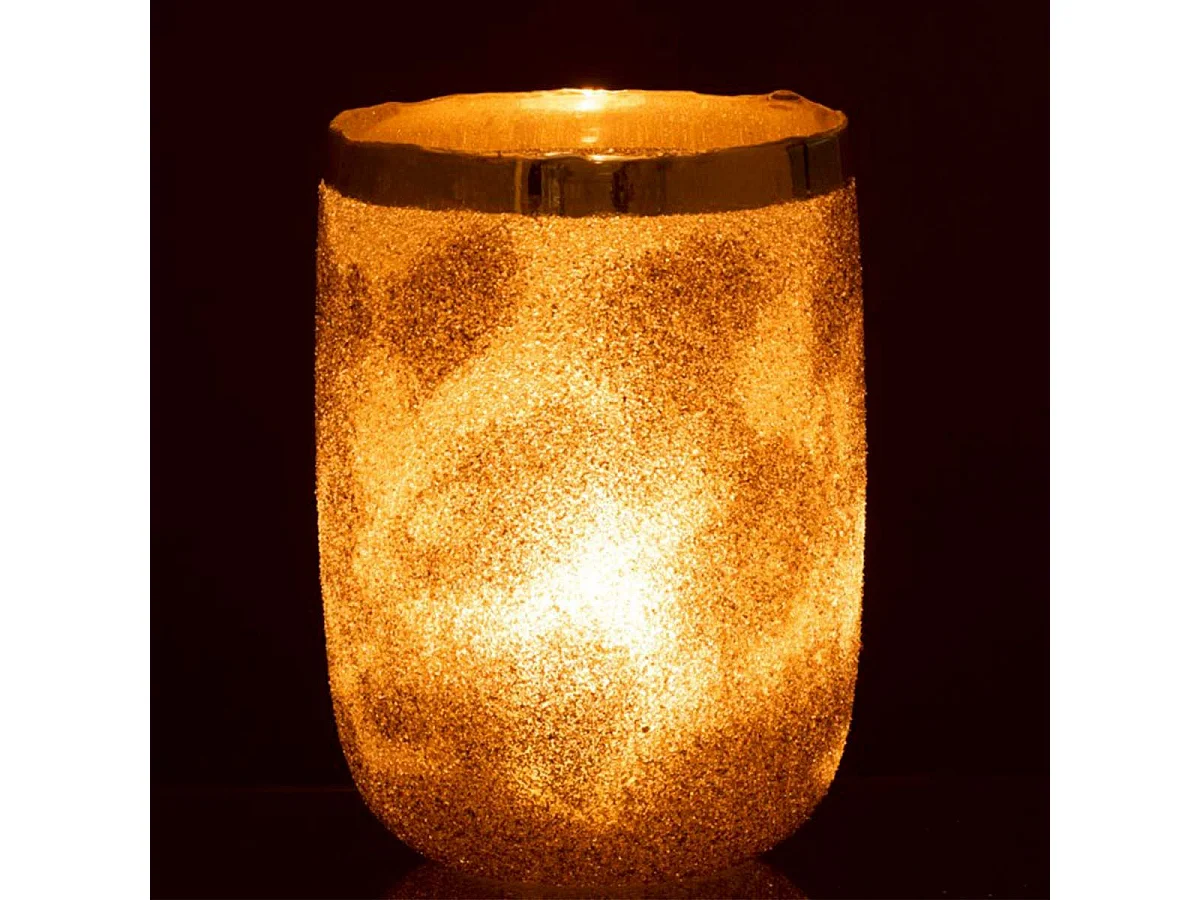 Portavelas de vidrio plateado 19.5x19.5x25.5 cm