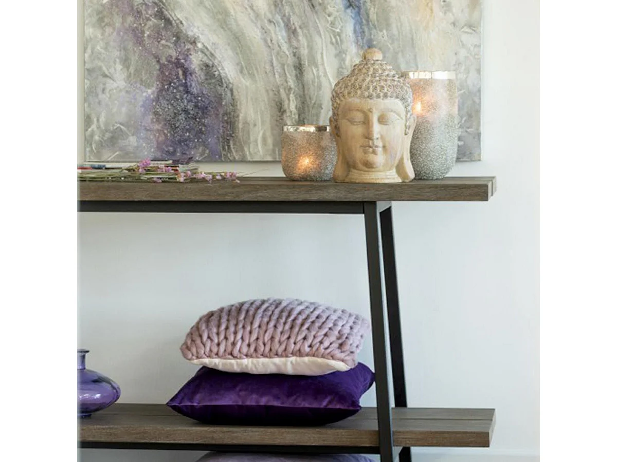 Portavelas de vidrio plateado 19.5x19.5x25.5 cm