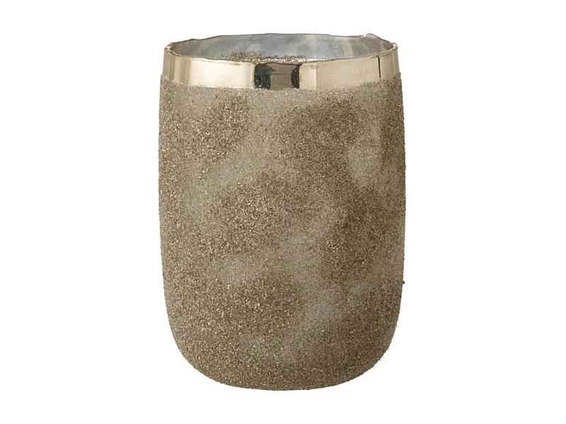 Photophore Déco en Verre "Frosty" 25cm Argent