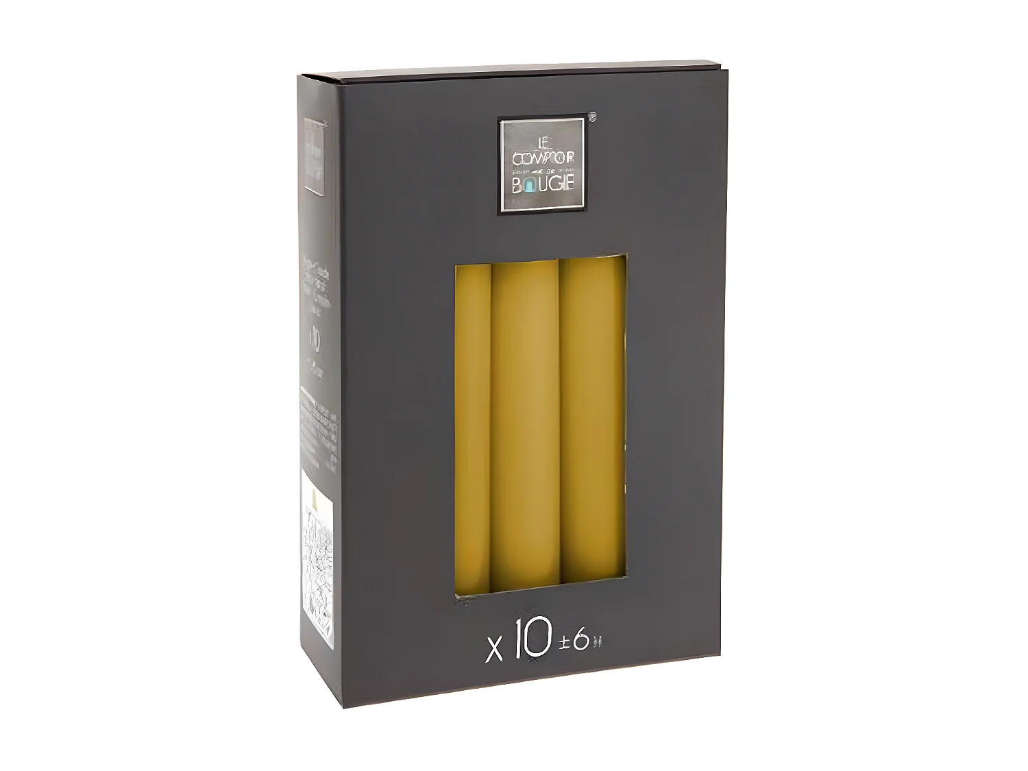 Lot de 10 Bougies Bâton "Hugo" 16cm Moutarde