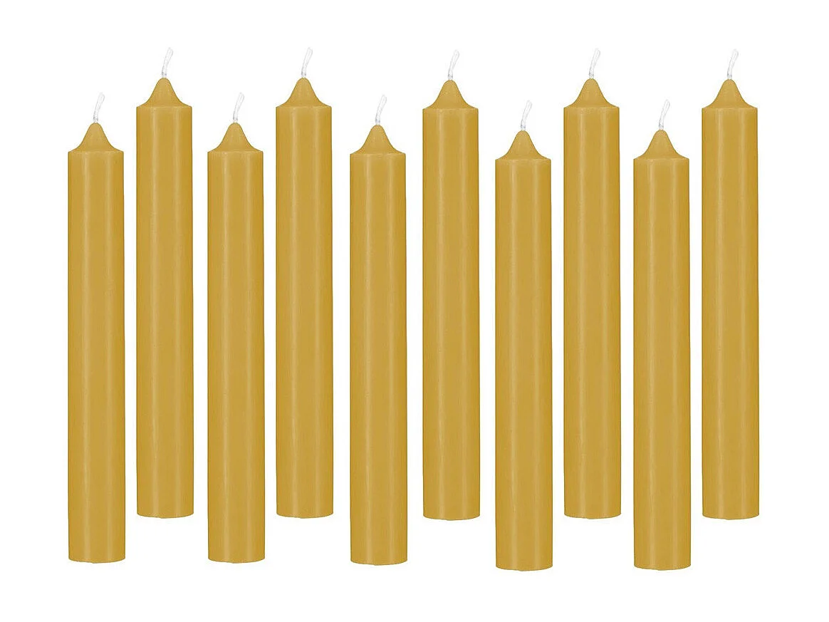 Lot de 10 Bougies Bâton "Hugo" 16cm Moutarde