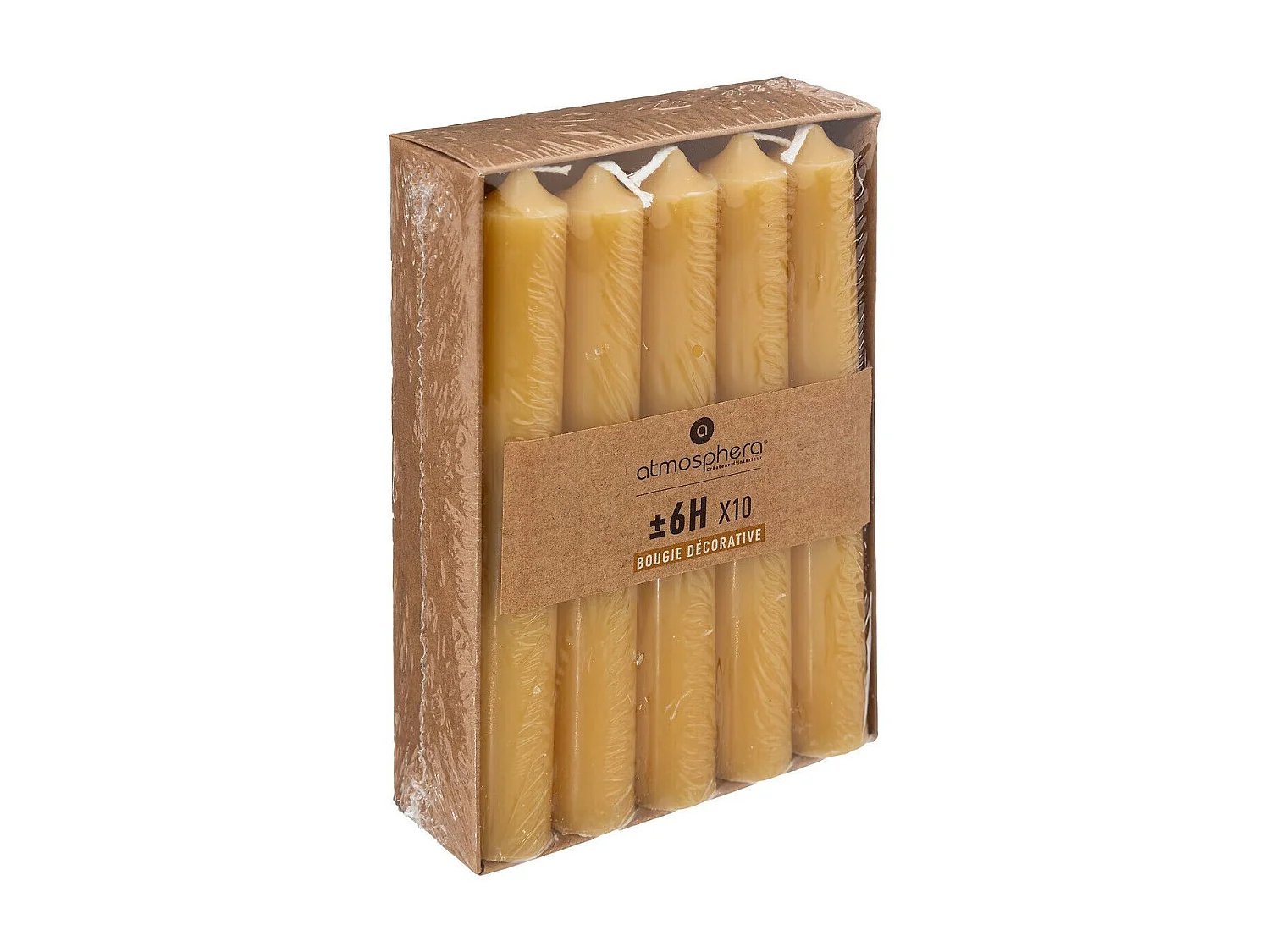 Lot de 10 Bougies Bâton "Hugo" 16cm Moutarde