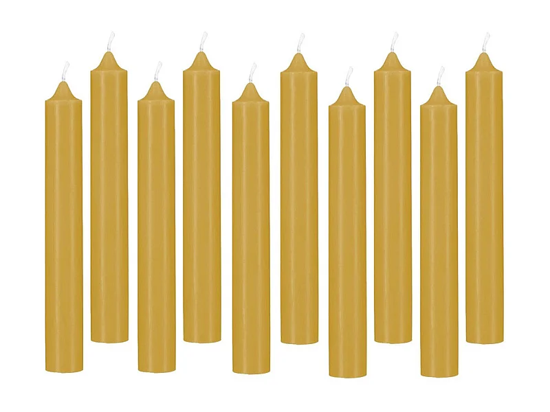 Lot de 10 Bougies Bâton "Hugo" 16cm Moutarde