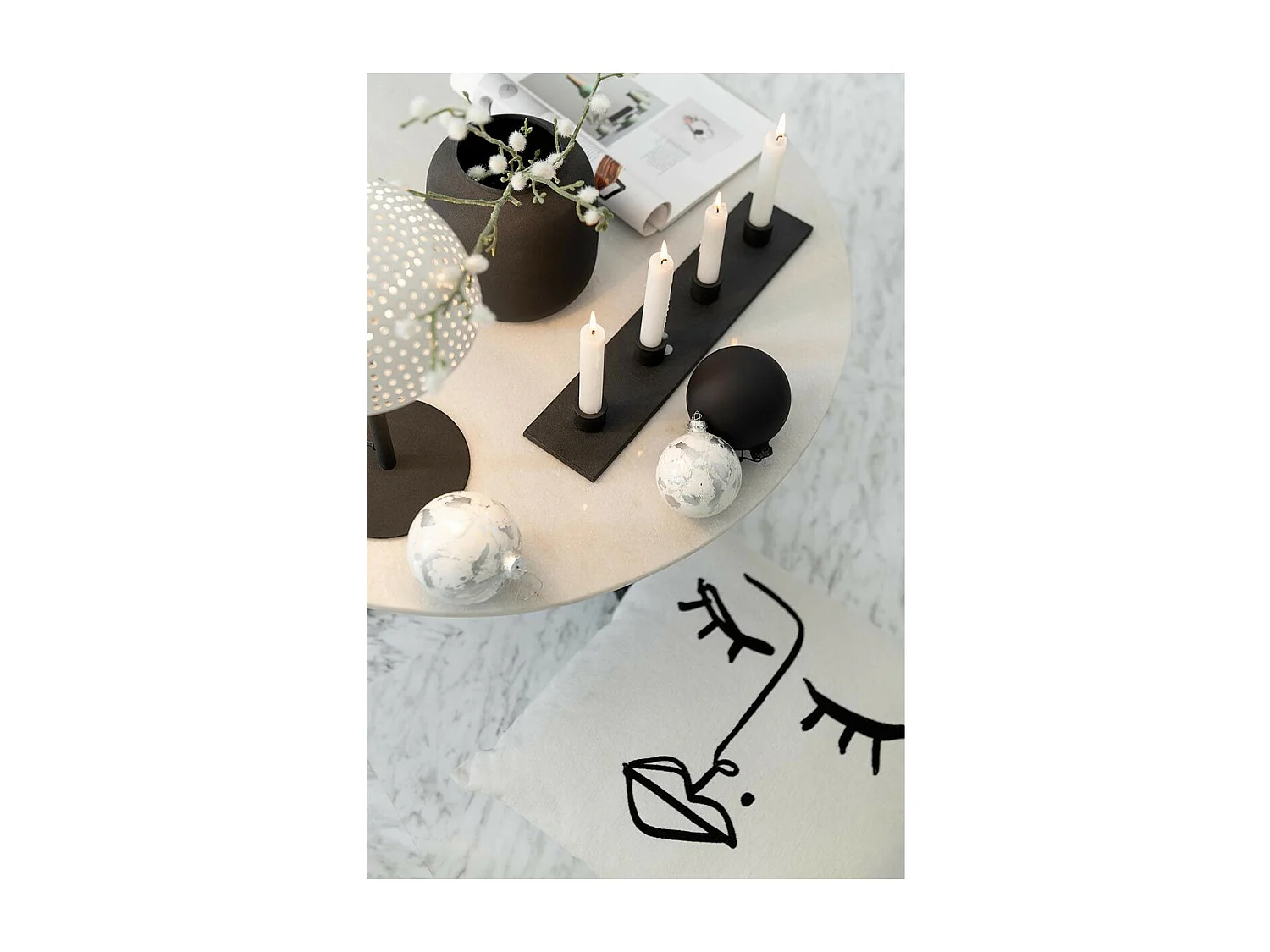 Chandelier 4 Parties "Marbelous" 40cm Noir Mat