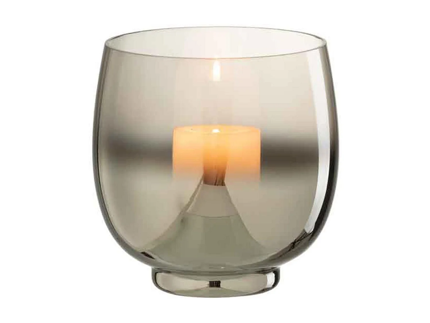 Photophore Rond Déco "Verre Fumé" 14cm Gris