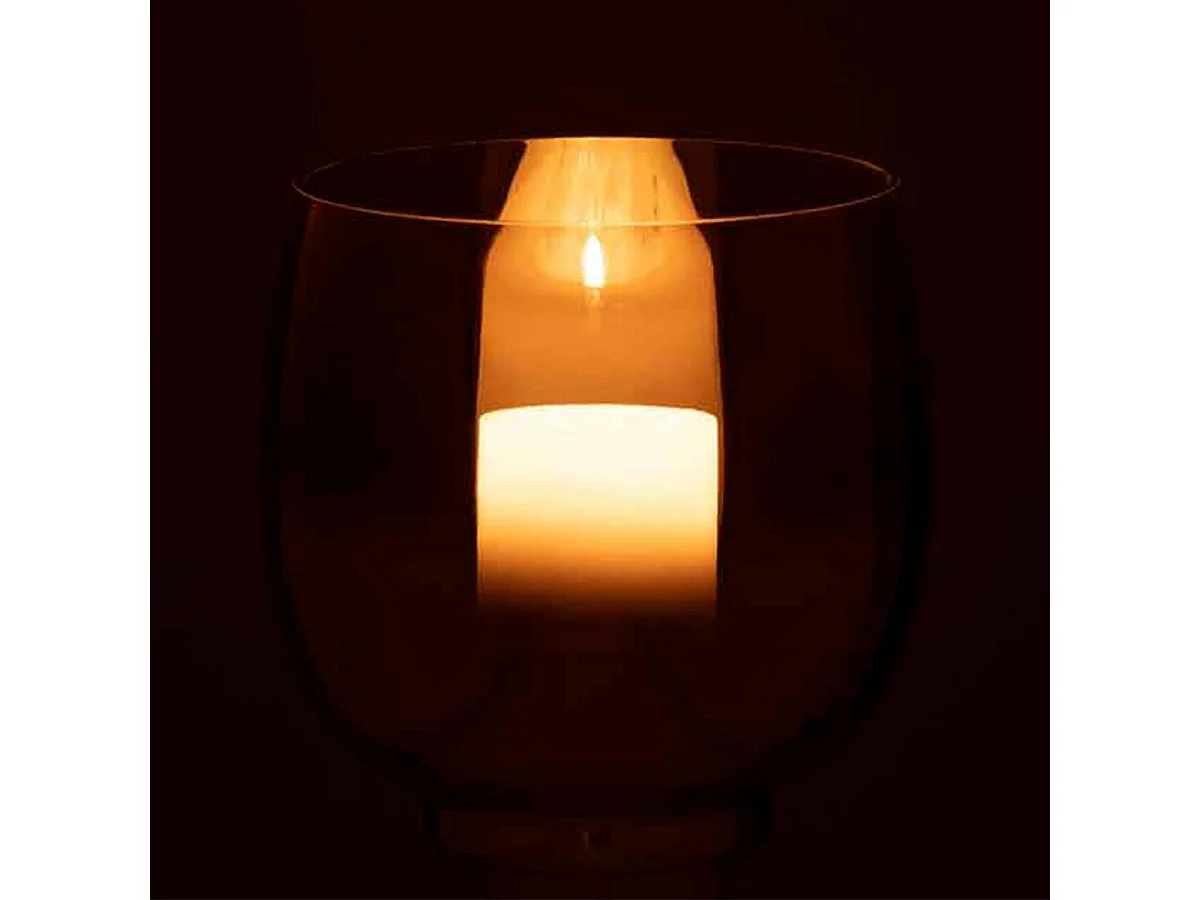 Photophore Rond Déco "Verre Fumé" 14cm Gris