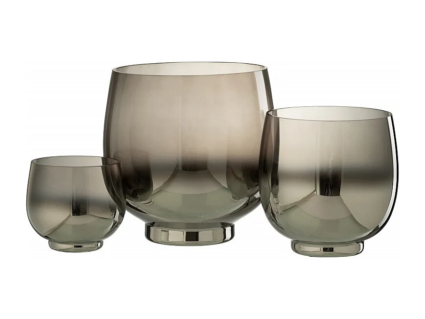 Photophore Rond Déco "Verre Fumé" 14cm Gris