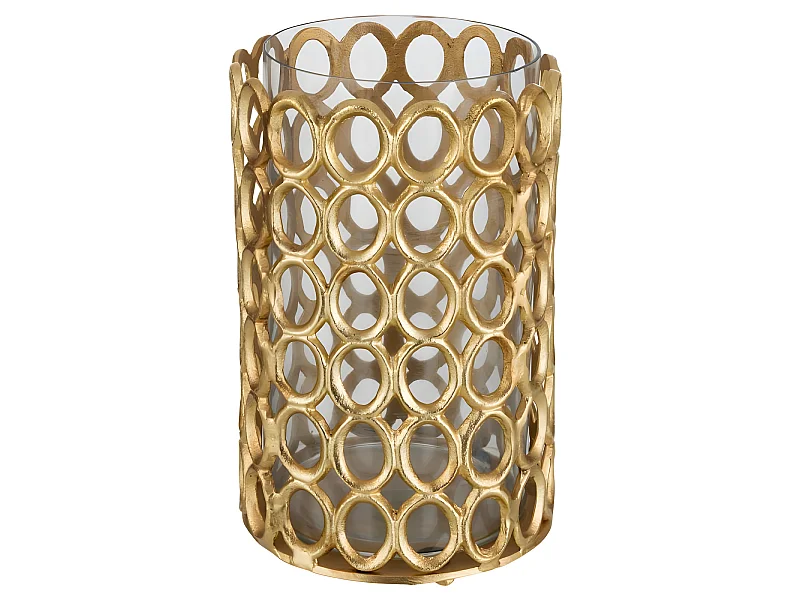 Photophore Rond Cercles "Evano" 32cm Or