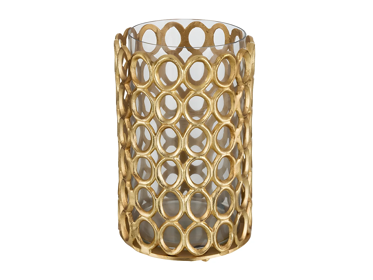 Photophore Rond Cercles "Evano" 32cm Or