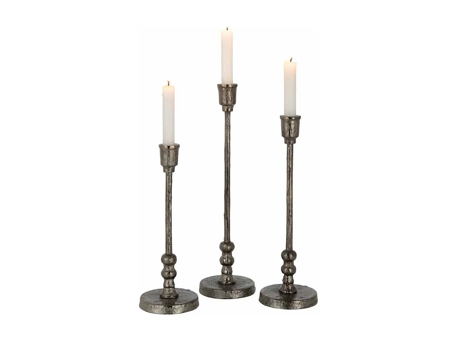Conjunto de 3 candelabros de aluminio negro de 10x10x42 cm