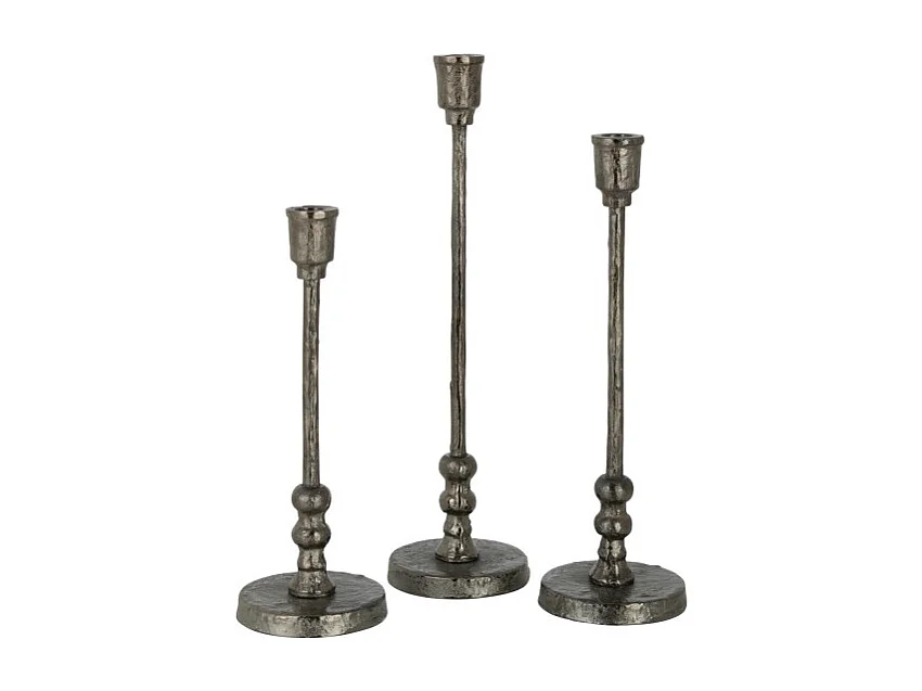 Conjunto de 3 candelabros de aluminio negro de 10x10x42 cm