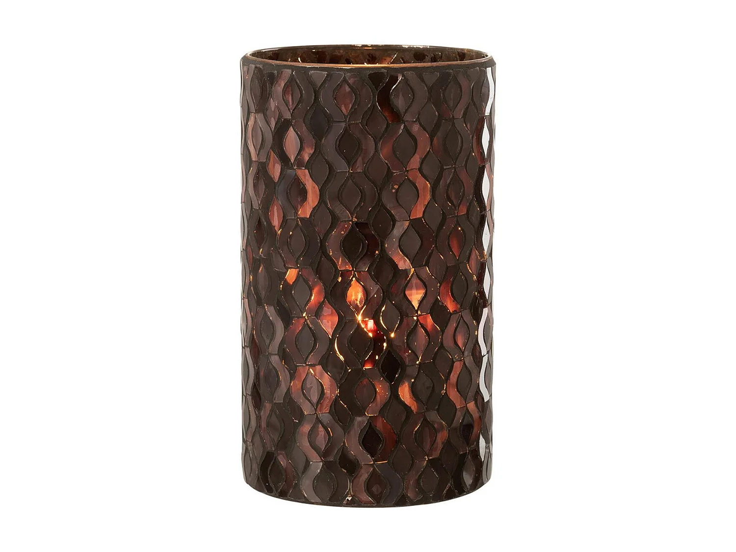 Portavelas de vidrio marrón 14x14x23 cm